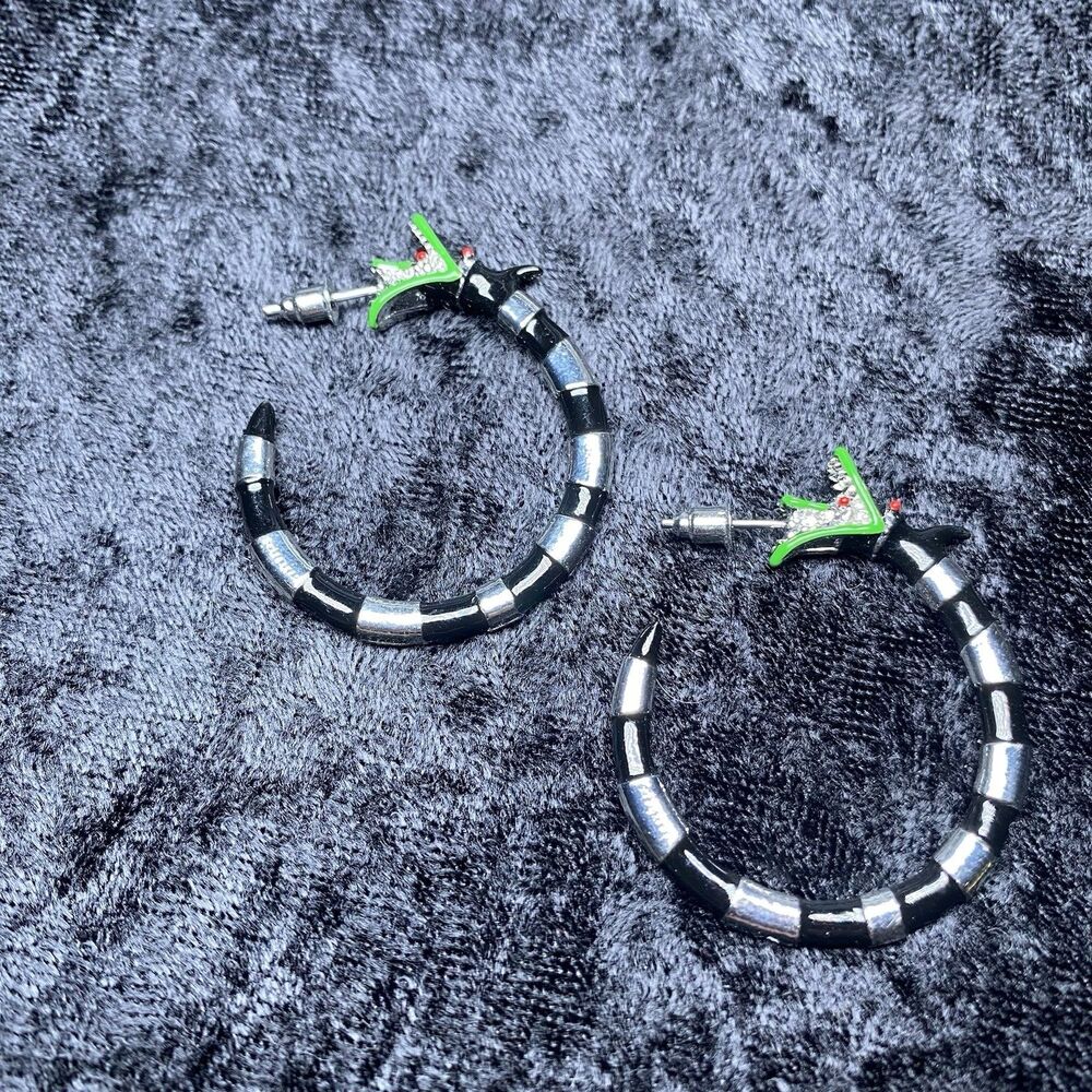 Beetlejuice Sandworm 1-1/2" Diameter Hoop Earrings Horror Burton